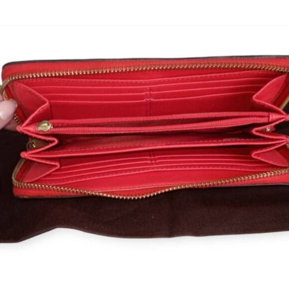 Coach Peyton Signature Accordion Zip Wallet Red & Tan W/Dust Bag GUC - Picture 7 of 14